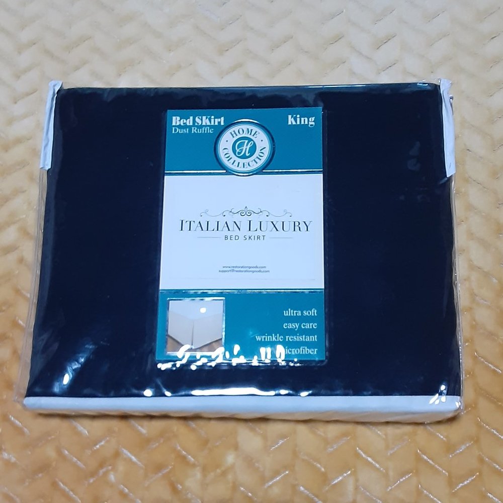 Home Collection Italian Luxury Black King Size Bed skirt NIP
